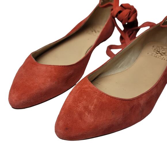 Vince Camuto Melon Suede Lace Up Ankle Tie Ballet Flats, Size 9, EUC - Picture 6 of 10
